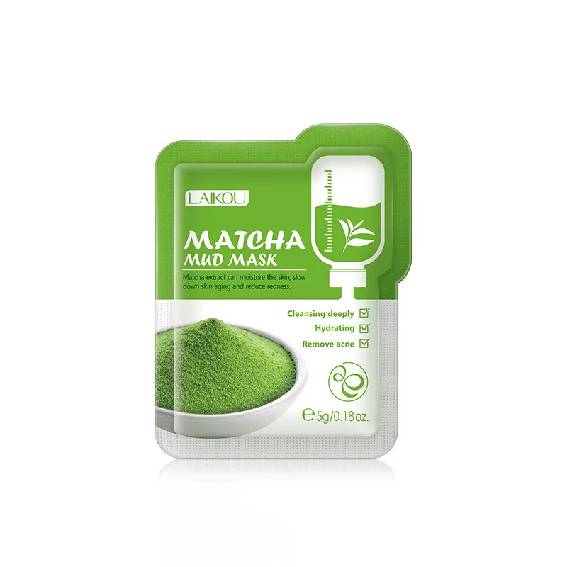 LAIKOU Matcha Green Clay Mud Face Mask Natt Ansiktsvård Dark Circle Fuktgivande ansiktsmasker