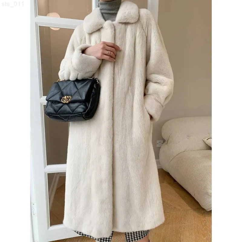 Damer Long Faux Fur Jacket Women's Mink Coat Velvet Slip-Neck Mink Winter Coat Women Winter Coats and Jackets T220716