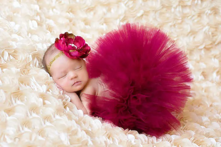 Puntelli per foto Gonna per bambina in tulle rosso con fiocco Bowknot Puntelli per fotografia neonato per 0 3 mesi