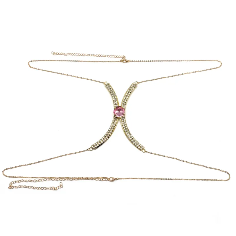 Chaîne De Taille Strass Dorée - Accessoire Ventre Corps Pour Femme - Longueur Réglable 27,5" + Extension