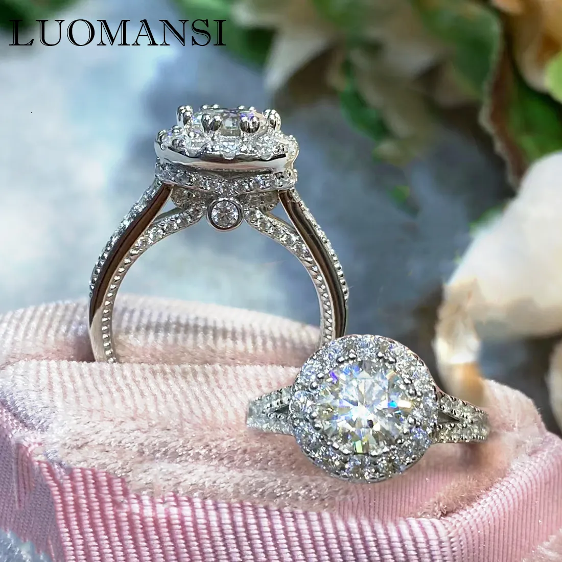 Anneaux de mariage Luomansi Woman Ring Silver 1 2 Carat D VVS Moisanite avec GRA Certificat Super Flash S925 Jewelry Wedding Party Gift 230206