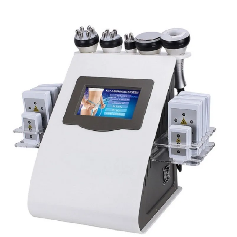 Professionale 6 in 1 Ultrasuoni RF Lipo Laser 40K Cavitazione ad ultrasuoni Lipolaser Perdita di peso Corpo macchina dimagrante Sistema di cavitazione sottovuoto