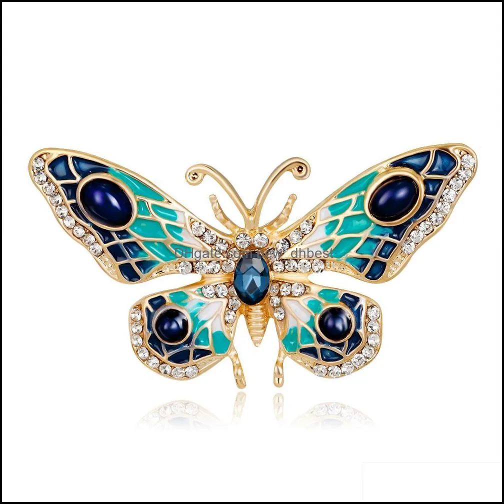 2021 Multi Color Enamel Ainmal Brooches For Women Peacock Bee Butterfly Hedgehog Owl Flamingo Parrot Crystal Brooch Pins Fashion Jewelry