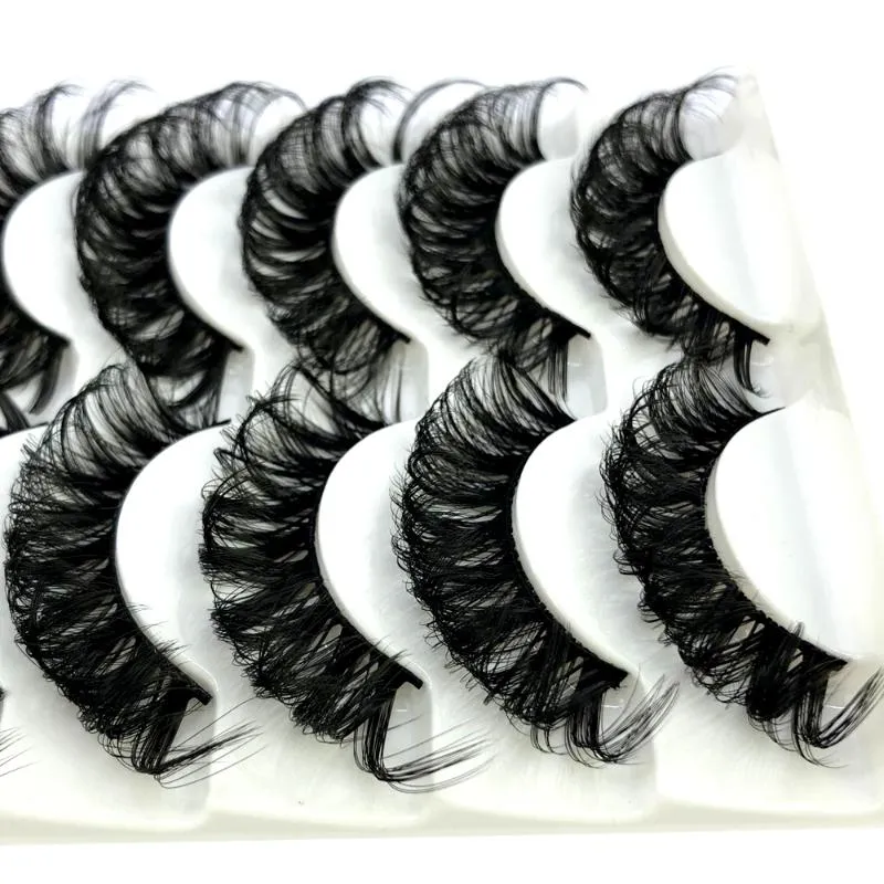 رموش كاذبة 10pairs dd curl lashes extensions 10-23mm 3d mink قابلة لإعادة الاستخدام رقيقة المجلدات الروسية الرموش