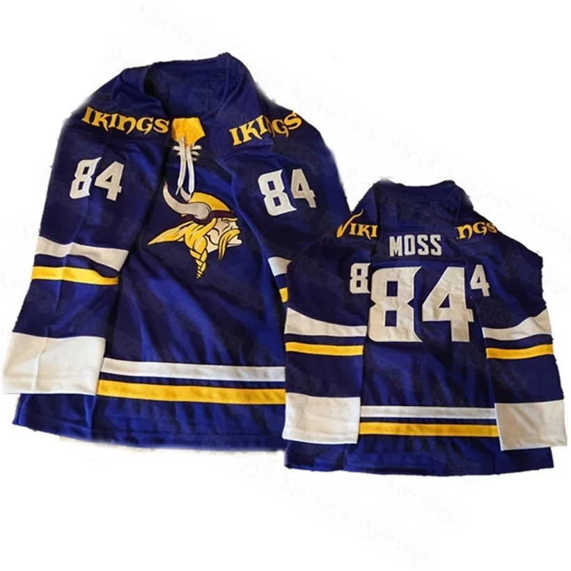 CEOWRUGBY HOCKEY 84 Moss Minnesota Jersey Replica Purple Custom Elke naam en nummertruien 100% geborduurde gestikte heren damesjongeren