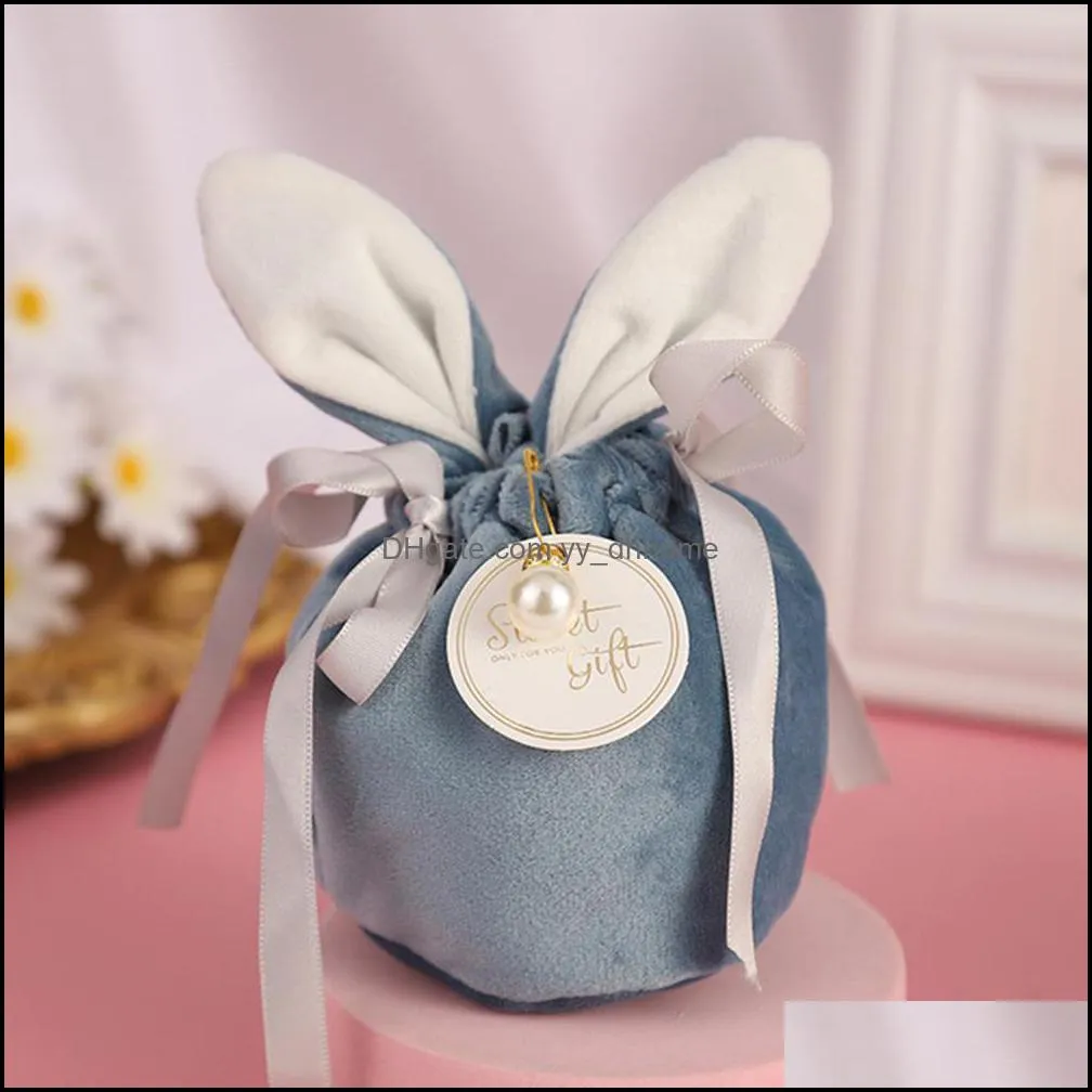 easter cute bunny gift packing bags velvet valentine`s day rabbit chocolate candy bags wedding birthday party favor jewelry organizer