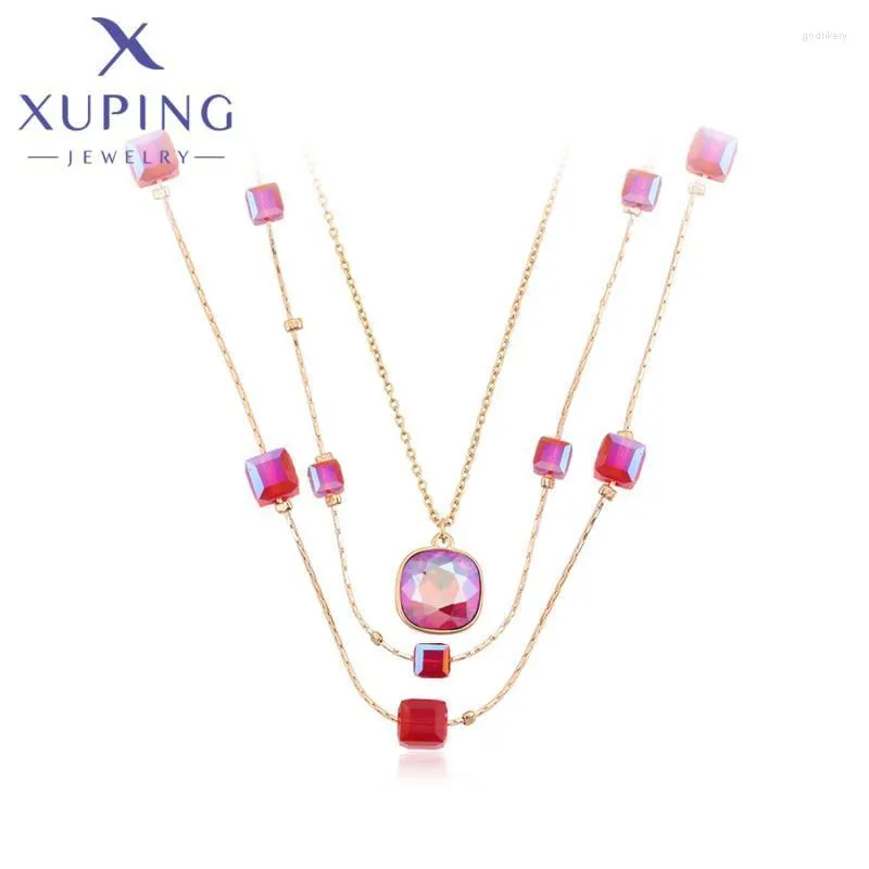 Pendant Necklaces Xuping Jewelry Arrival Fashion Square Luxury Style Crystal Necklace Of Gold Color For Lady A00859752Pendant Godl22
