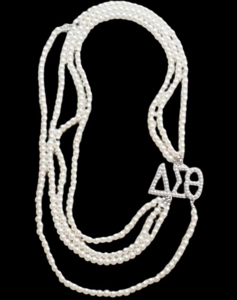 Colares de pingente 50 pcs AEO Grego Sorority Long White Beads Pearl Colar Qualidade Moda Camisola WomenPendant