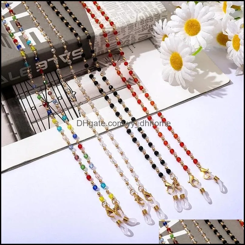 colorful rhinestone beads glasses sunglasses lanyards strap cord for women luxury glass eyeglass chain necklace accessories