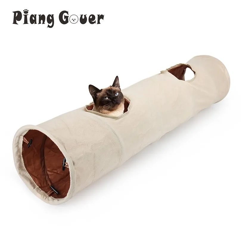 Tunnel pour animaux de compagnie Long 2 trous chat chiot lapin Teaser drôle cacher Tunnel jouets avec boule pliable chat Tunnel 220423