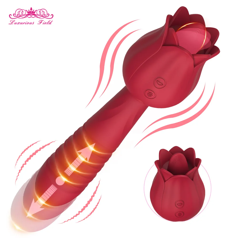 Rose Sexy Toys Vibrator for Women G-Spot Librando Dildos Dildos Vibração Telescópica Anal Clitóris do Mamilo Anal Brinquedo Adulto