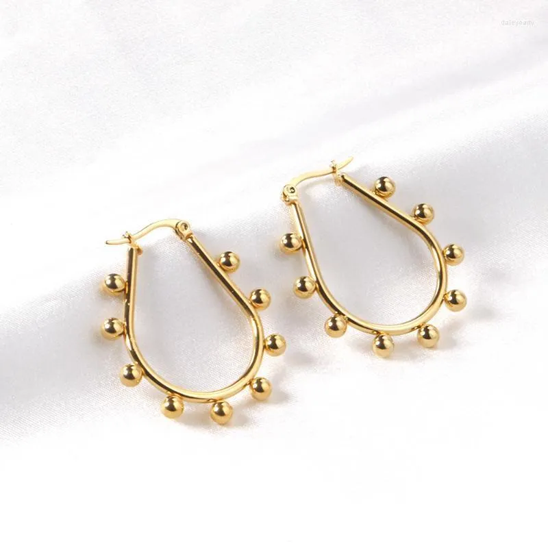 Hoop & Huggie Steel Ball Round Earrings Gold Color Stainless Hypoallergenic Earring For Women Fashion Jewelry WholesaleHoop Dale22