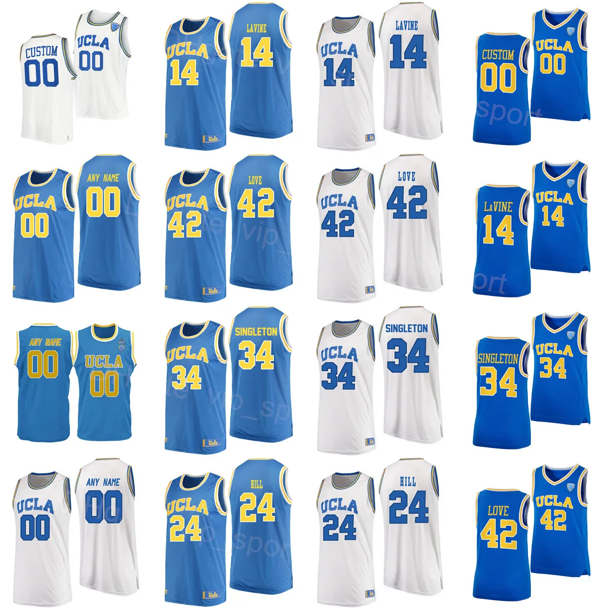 NCAA College Basketball UCLA Bruins 34 David Singleton Jersey Lonzo Ball 2 Zach Lavine 14 42 Kevin Love 5 Baron Davis 24 Jalen Hill Университет Дышащий пользовательское имя