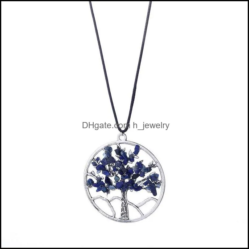 7 chakra quartz natural stone tree of life pendulum pendant necklace for women healing crystal necklaces pendants reiki jewelry hjewelry