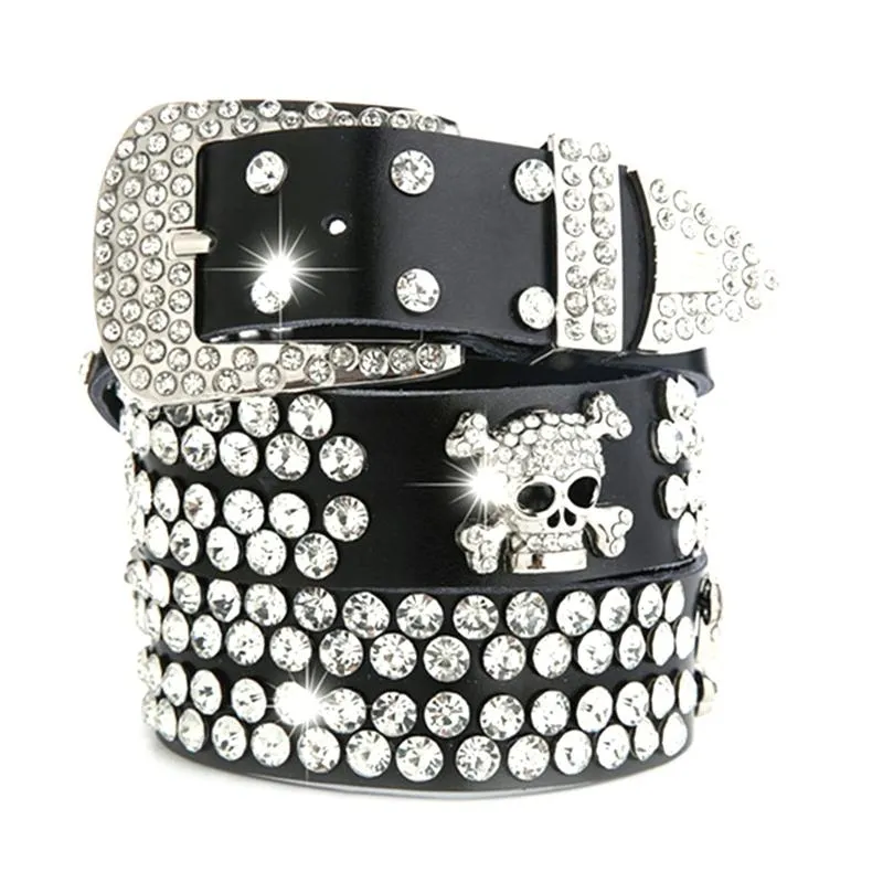 Belts Bling Rhinestone For Women Studded Leather Belt Country Music Festival Horse Show Club Rocks Band Dropship
