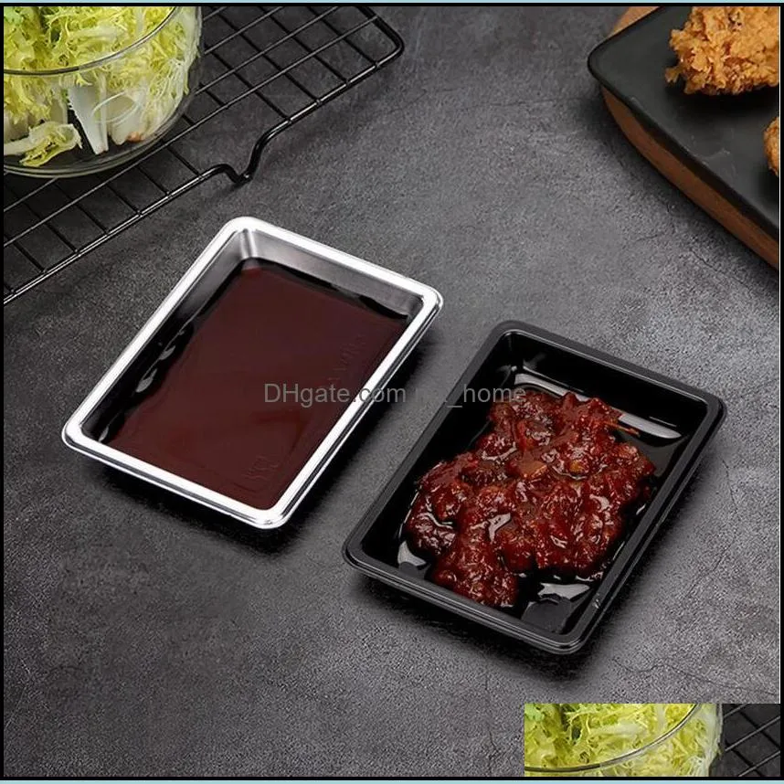 Disposable Dinnerware Sushi Soy Seasoning Saucers Rectangle Plastic Plates Salad Salt Containers Restaurant Take-Out Package Dish