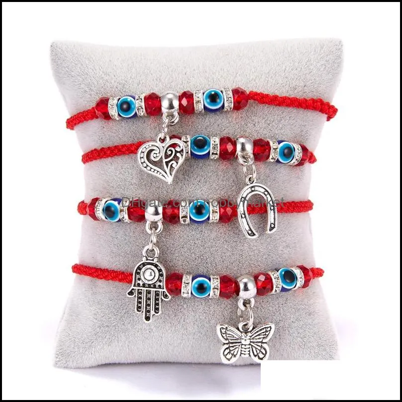 Fashion Butterfly Owl Turtle Charm Bracelet Handmade Good Lucky Red Cord Evil Eye Beads Bracelets