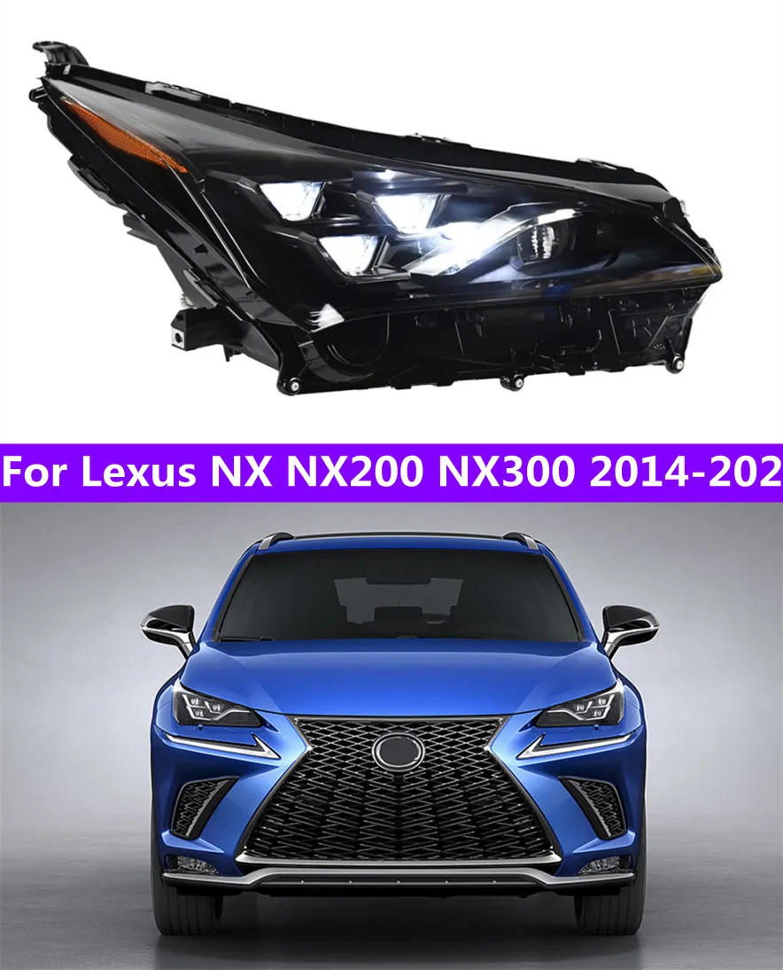 2 PCS Auto Car Head Light Parts For Lexus NX NX200 NX300 2014-2021 LED Lamps Headlight Replacement DRL Dual Projector Facelift