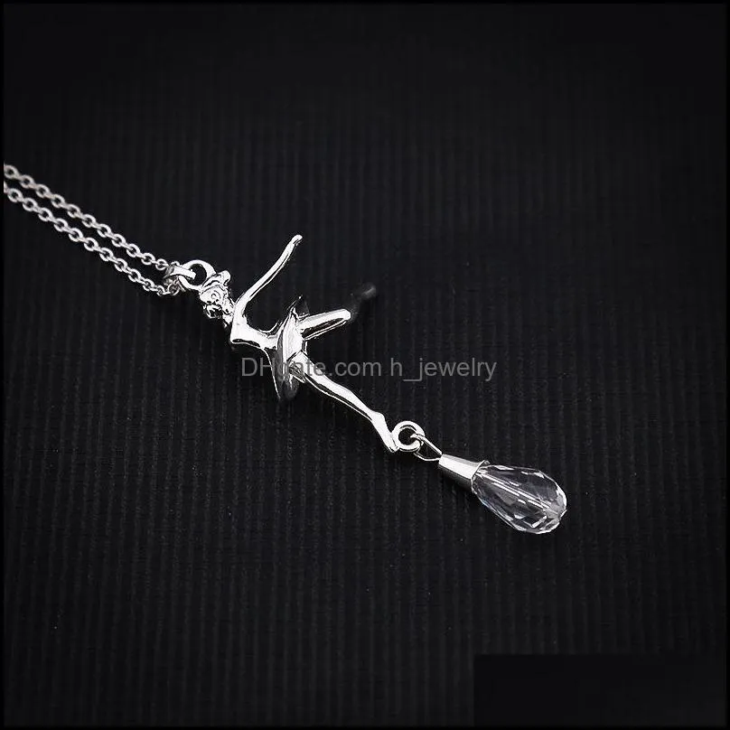 ballet girl necklace with corss charms drop crystals ballet dance pendant necklace hjewelry