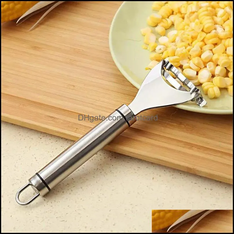 Stainless Steel Corn Stripper Fruit & Vegetable Tools Cob Peeler Threshing Kitchen Gadget Cutter Slicer Ergonomic Handle KDJK2104