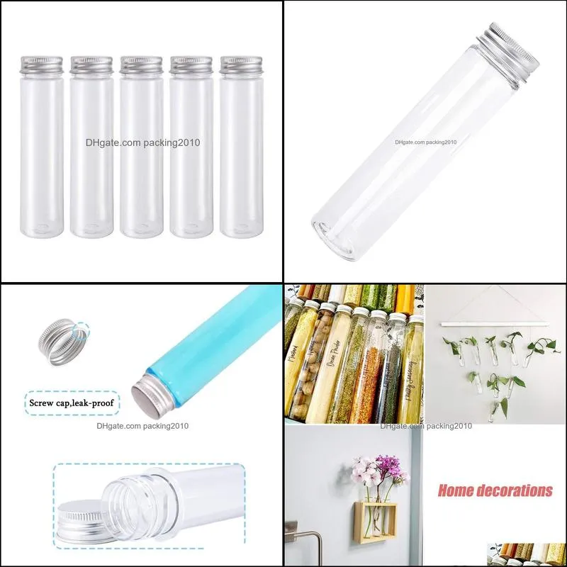 110ml Clear Plastic Test Tubes with Screw Caps, Cookie Nuts Bottle Containers for Party Favors Science Experiment Home Décor