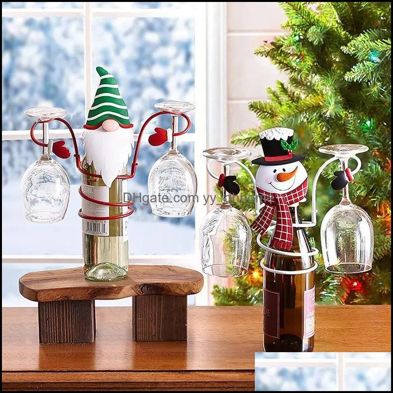 christmas decorations wine glass holder table decoration cartoon santa claus snowman metal champagne cup holders pad11316