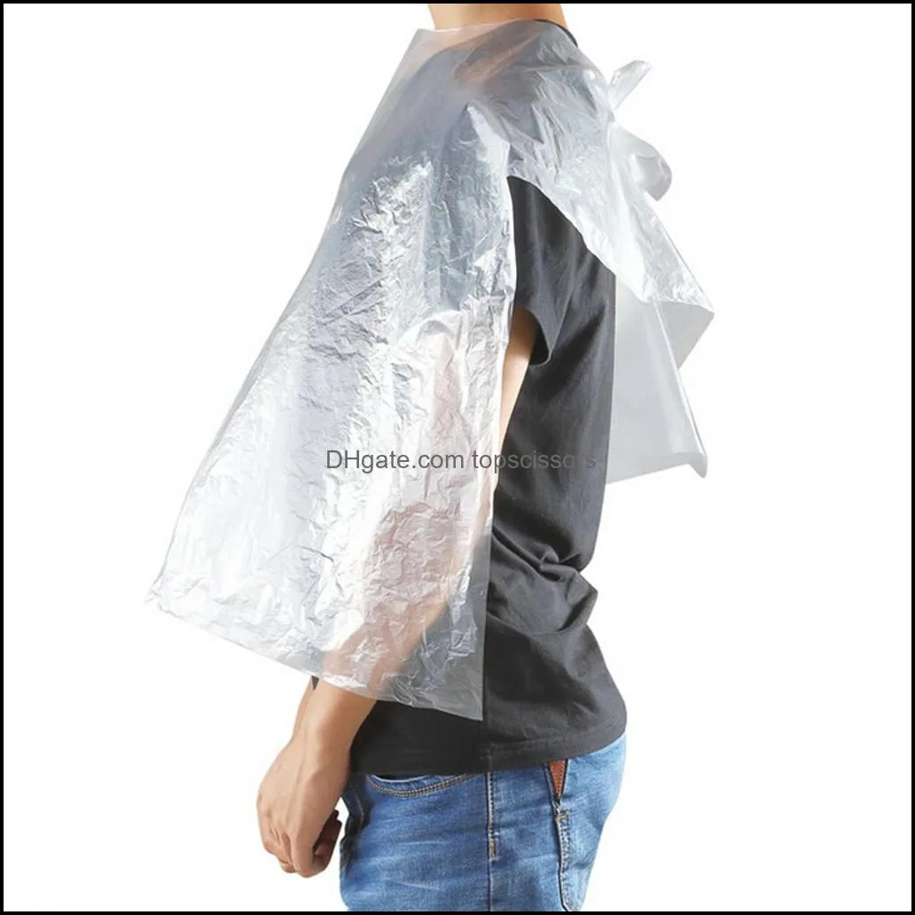 200pcs/Set Transparent Apron Disposable Waterproof Hair Cape Hairdressing Cutting Hair Cloth Salon Barber Gown Cape Barber Tools