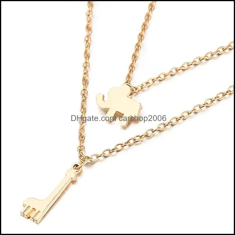 Pendentif Colliers Mtilayer Éléphant Pendentifs Collier Femmes Bijoux Cadeau Double Chaîne Collier Ras Du Cou Carshop2006 Drop Del Carshop2006 Dhj7J