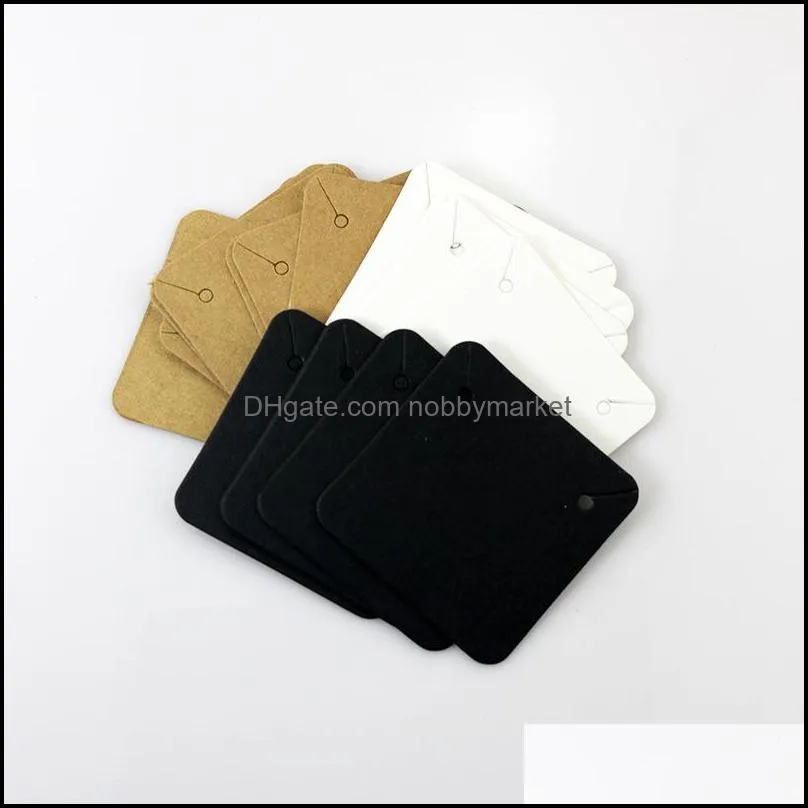 5*5cm Necklace Display Cards Black White Kraft Paper Blank Necklace Cards Jewelry Classic Wedding Jewelry Display Card Accept Custom