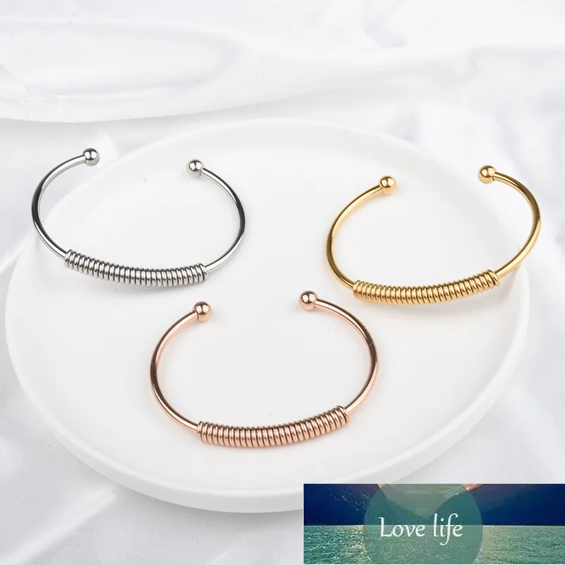 Popular Personalized Spring Wire Bangle Stainless Steel Open Female Bracelet Fashion OL All-Match High-Grade Ornament Female
