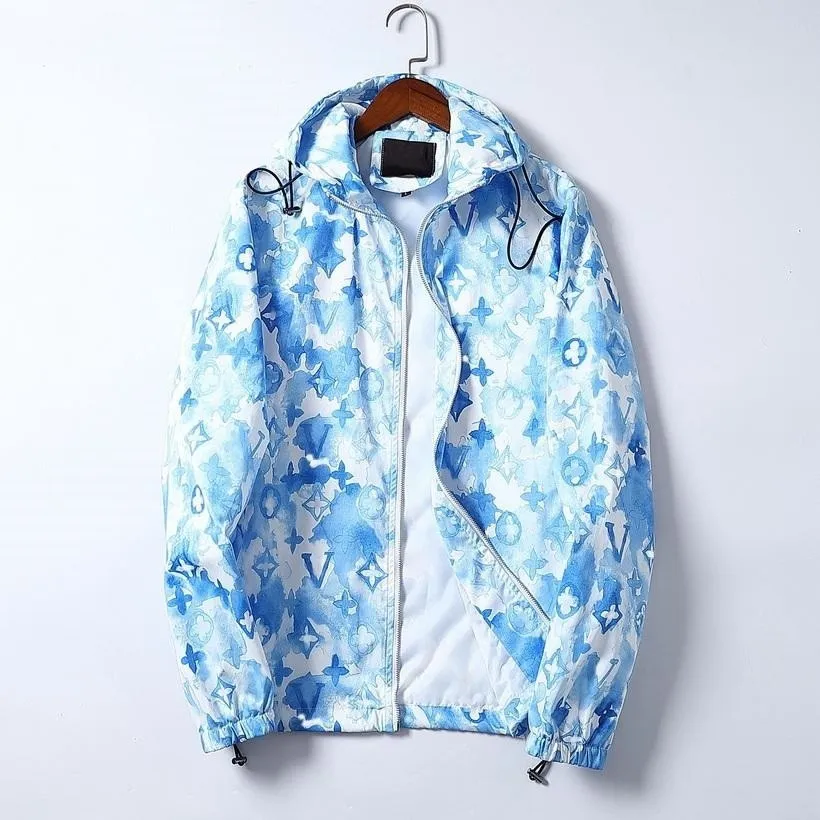 designer men's jacket windbreaker long-sleeved floral hoodie clothing zipper jacket outerwear plus size clothes M-3XL