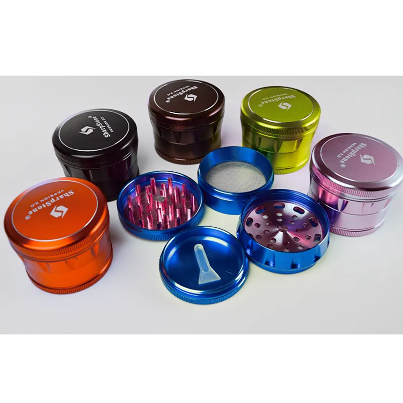 Chamfering Sharpstone Herb Grinder Smoking Accessories 63 Diameter 4 Layers Aluminum Alloy Herbal Grinder Tobacco 7 Colors