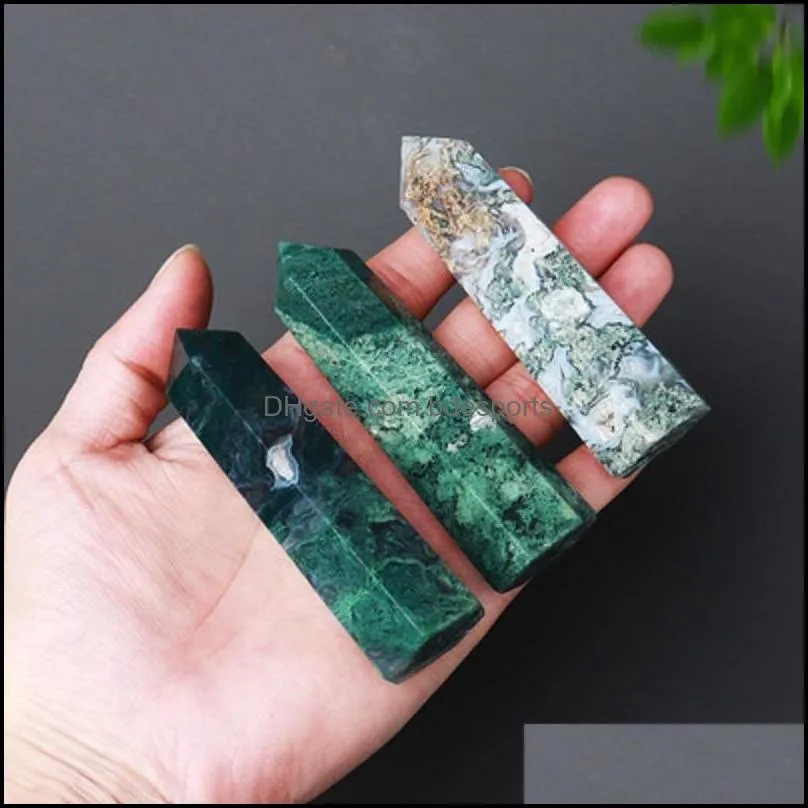Natural waterweed agate arts home decoration healing crystal rough polished hexagonal prism minerals energy quartz pillar