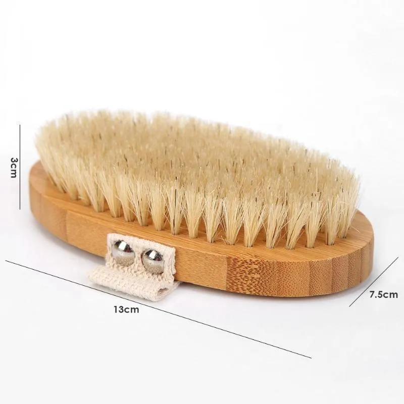 Body Brush Natural Boar Bristle Organic Dry Skin Body Brush Bamboo Wet Back Shower Brushes Exfoliating Bathing Brush