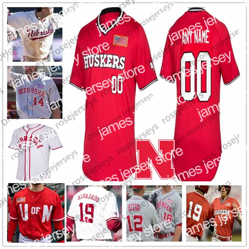 College Baseball Wears Custom Nebraska Cornhuskers 2019 College Baseball Gris Blanco Rojo Cosido Cualquier número Nombre 4 Alex Gordon 2 Jaxon Hallmark huskers NCAA Jersey