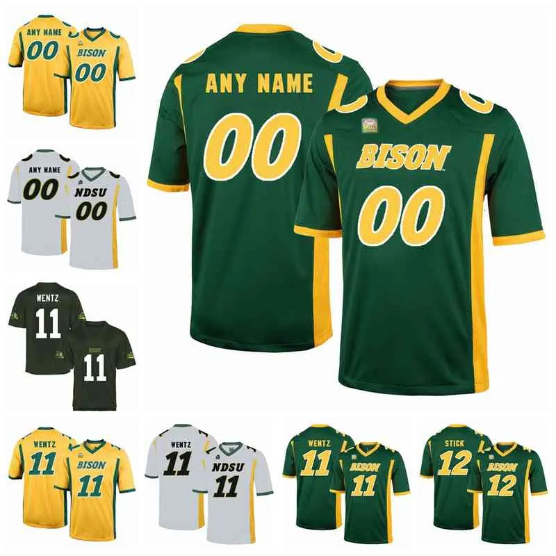 희소 한 NDSU Bison Jerseys 10 Lance Dunn Jersey Dimitri Williams Adam Cofide Ty Brooks 노스 다코타 주 축구 유니폼 사용자 정의 스티치