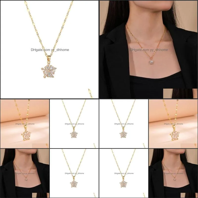 pendant necklaces gold jewelry luxury zircon necklace for women short chain wedding part giftpendant