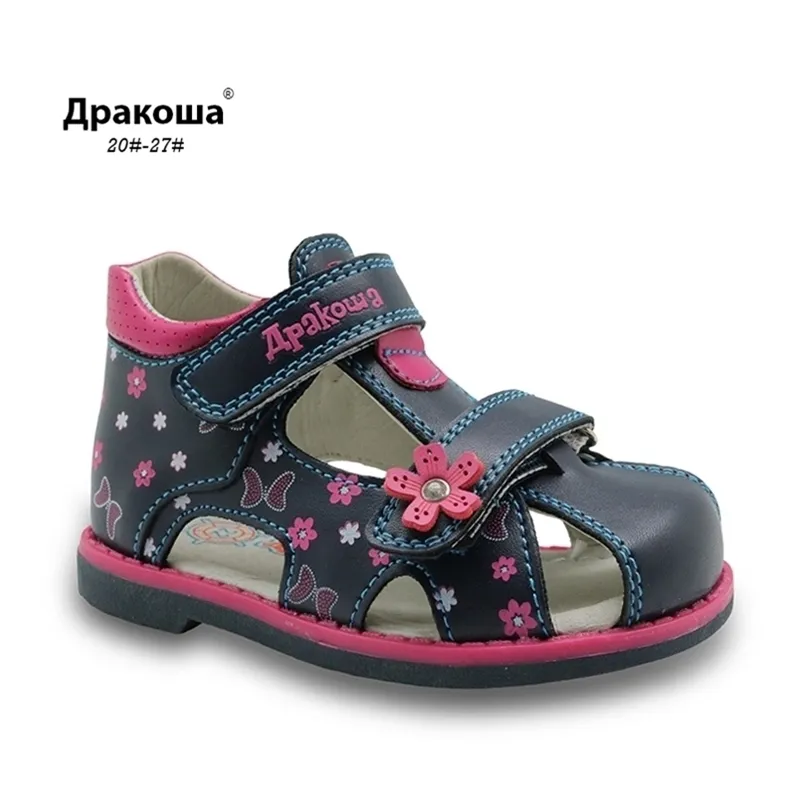 Apakowa Summer Classic Fashion Children Skor Småbarn Girls Sandaler Kids Girls Pu Leather Sandals With Arch Support 220527