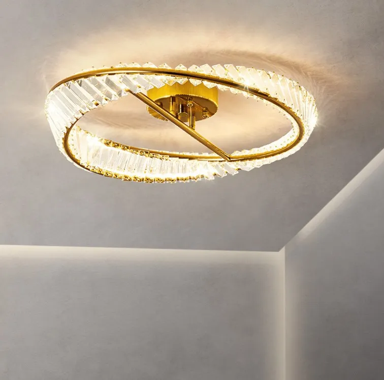 ストリップ天井のクリスタルリング天井ランプシャンデリア3色の1つの金色の照明器具屋内ダイヤモンドラスター