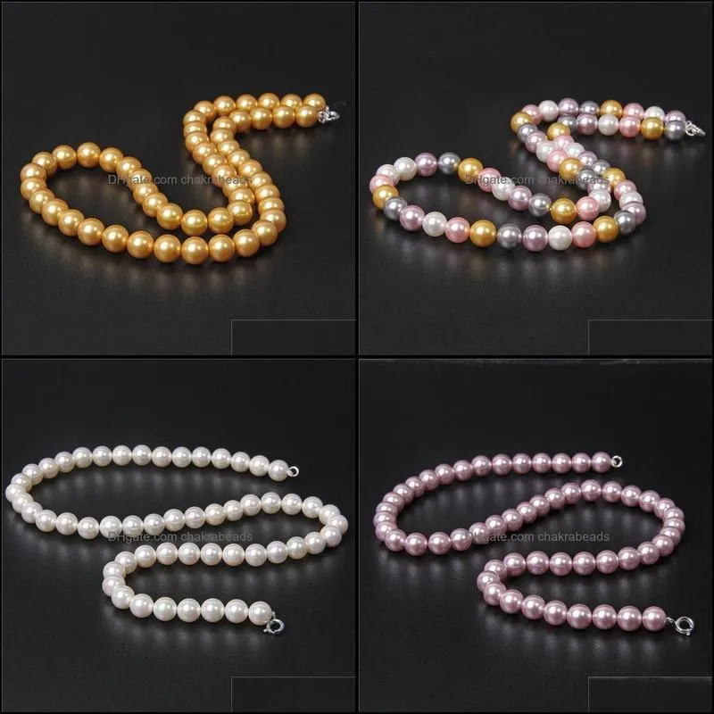 chains hand knotted 8mm multicolor shell pearl necklace for women fashion jewelry 45cmchains