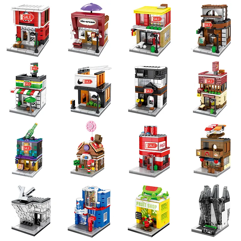 Sembo Mini City Set Street View 7-11 McDonal Coke Store Bausteine Markenshop Chinatown Serie Steine Pädagogische Kinderspielzeug Kinder Weihnachtsgeburtstagsgeschenke