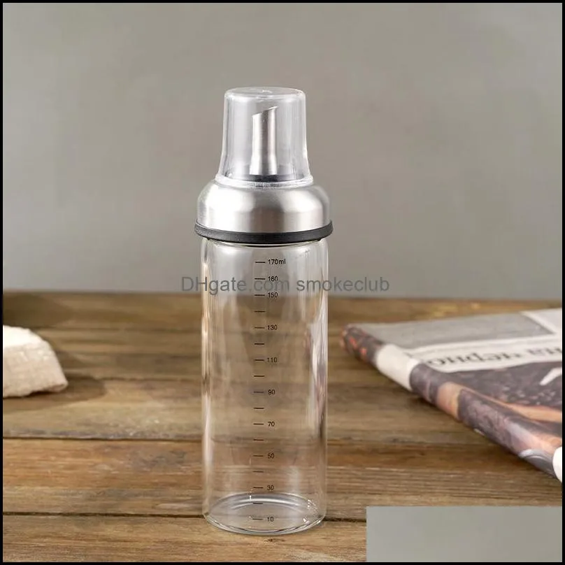 Factory wholesale high borosilicate glass bottle kitchen stainless steel leak-proof oil bottle dust-proof