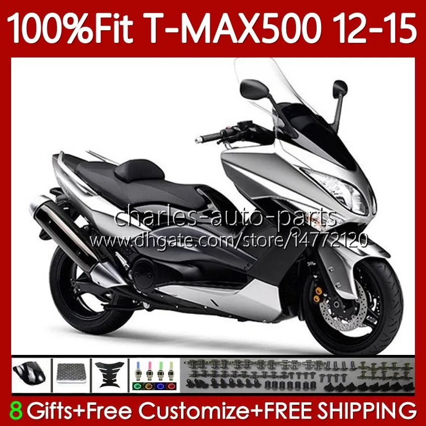 حقن القالب المعرضات لـ Yamaha Tmax-500 Gloss Silver Max-500 T Max500 12-15 Bodywork 113no.18 Tmax Max 500 Tmax500 12 13 14 15 T-Max500 2012 2013 2014 2015 OEM Body