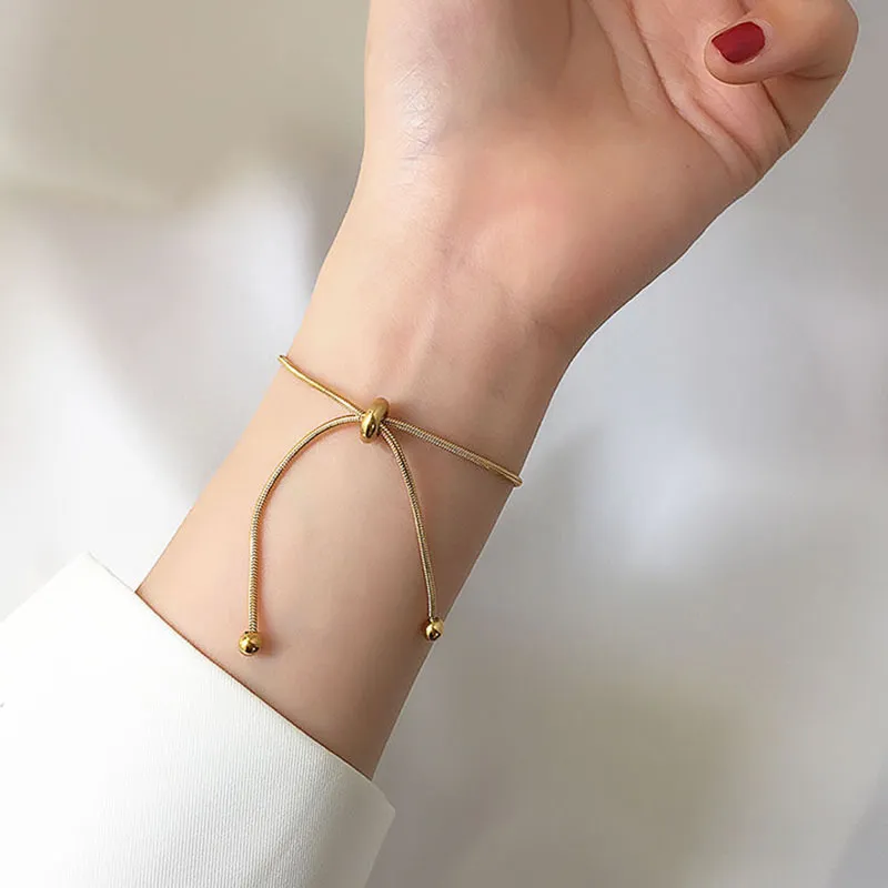 2024 Korean adjustable drawstring Chain bracelet female simple retro fashion all-match net red bracelet trendy jewelry Best quality