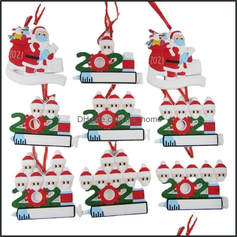 Party Decoration Santa Claus Elk Snowman Family Christmas Tree Ornament Gift for Mom Dad Kid Grandma 2021 Xmas Doorplate Pendant