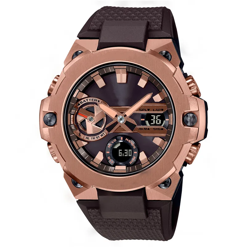 Men's Sports Quartz Digital Watch GST-B400 Watch Full Function LED Cold Light Dual Display Metal Large Dial Waterproof World Time