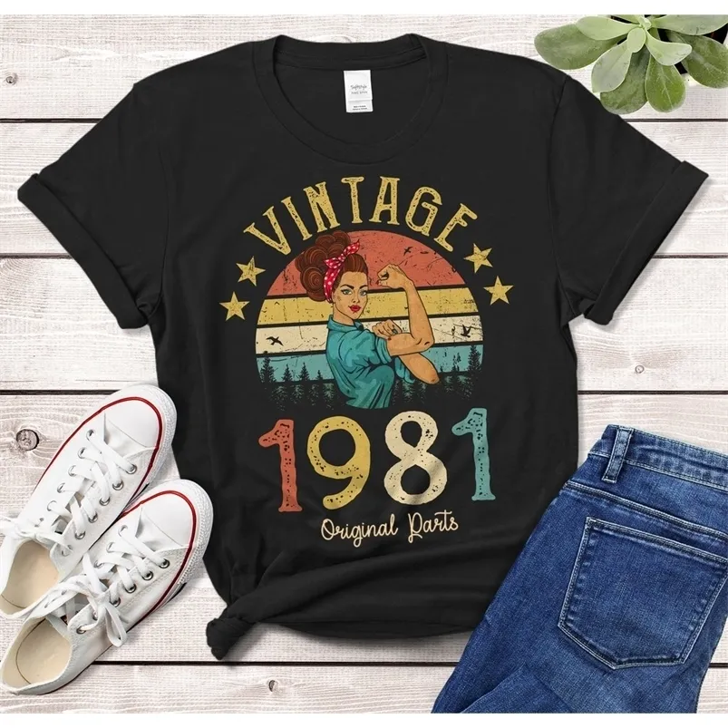 ヴィンテージ1981オリジナルパーツTシャツ40歳40歳の誕生日プレゼントアイデア女性女の子ママ妻娘面白いレトロティーシャツ220613