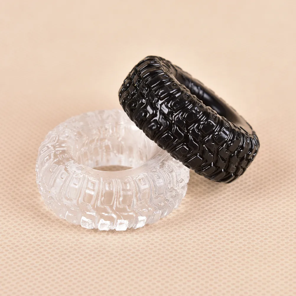 2 PCS Hot Silicone Tire Penis Ring Delayed Ejaculation Cock Rings Adult Products For Male Sexy Cockring