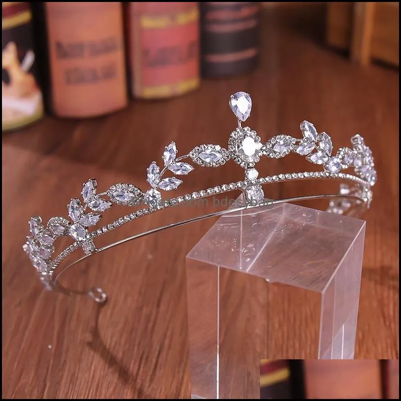 bridal crowns hair bands korean bride crystal tiara princess pearl crown wedding tiaras headpieces birthday party tiaras headdress jewelry