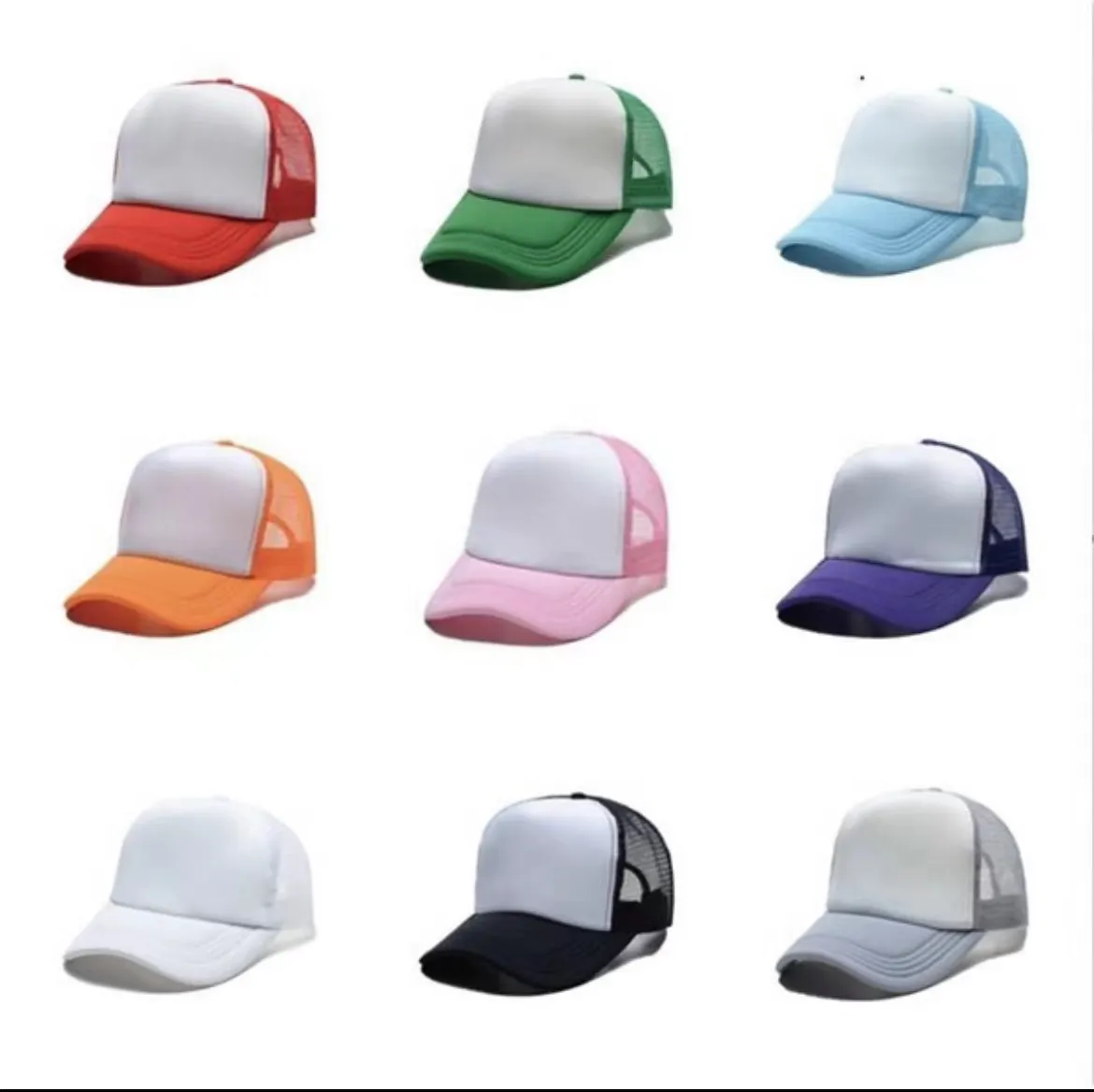 Sublimering lastbilshatt baseball cap party leverans tom värme överföring anpassad med logotyptryckt truckers kepsar mesh hattskum broderad